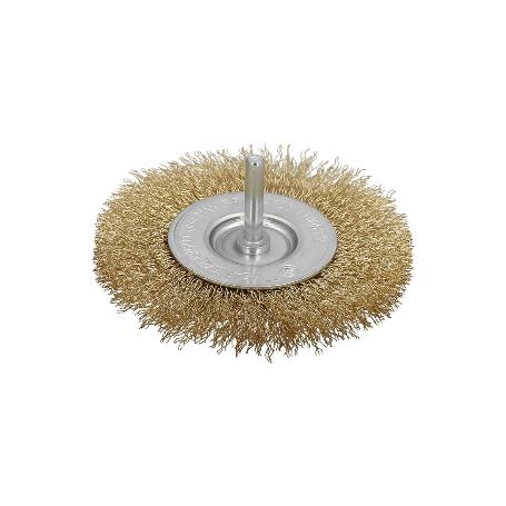 CEPILLO ACERO LATONADO PARA TALADRO. DISCO Ø 75 MM. ESPIGA 1/4 CEPILLO TALADRO ALAMBRE LATÓN, CEPILLO LIMPIEZA, CEP