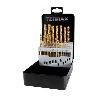 TERRAX-A250214TRO-JUEGO DE 19 BROCAS DIN 338 TIPO N HSS-TIN RECTIFICADAS (ESTUCHE PLÁSTICO)