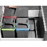 EMUCA BASE PARA CONTENEDORES DE CAJÓN COCINA RECYCLE, 2 HUECOS, MÓDULO 700MM, PLÁSTICO GRIS ANTRACITA