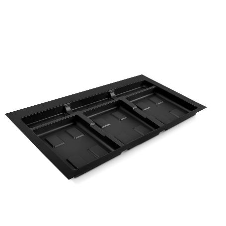 EMUCA BASE PARA CONTENEDORES DE CAJÓN COCINA RECYCLE, 3 HUECOS, MÓDULO 800MM, PLÁSTICO, NEGRO