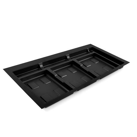 EMUCA BASE PARA CONTENEDORES DE CAJÓN COCINA RECYCLE, 3 HUECOS, MÓDULO 900MM, PLÁSTICO, NEGRO
