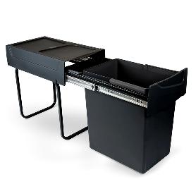 EMUCA CONTENEDOR DE RECICLAJE PARA FIJACIÓN INFERIOR Y EXTRACCIÓN MANUAL EN MUEBLE DE COCINA RECYCLE 1X20LITROS, PL