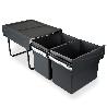 EMUCA CONTENEDOR DE RECICLAJE PARA FIJACIÓN INFERIOR Y EXTRACCIÓN MANUAL EN MUEBLE DE COCINA 2X15LITROS, PLÁSTICO, 