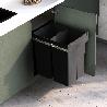 EMUCA CONTENEDOR DE RECICLAJE PARA FIJACIÓN INFERIOR Y EXTRACCIÓN MANUAL EN MUEBLE DE COCINA RECYCLE 2X25LITROS, PL
