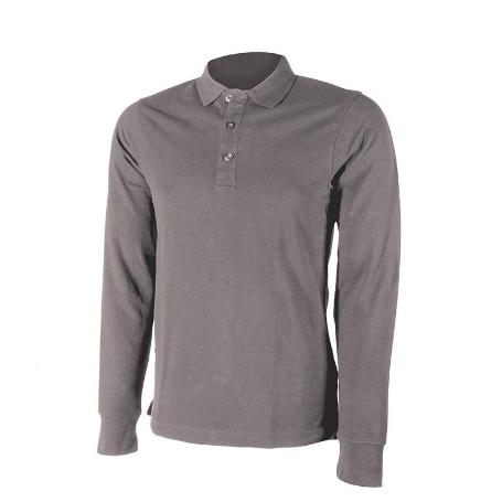 POLO PIQUE MANGA LARGA CUELLO CANALÉ VARIOS COLORES TALLA S-XXL COLOR ROPA GRIS CLARO TALLA L