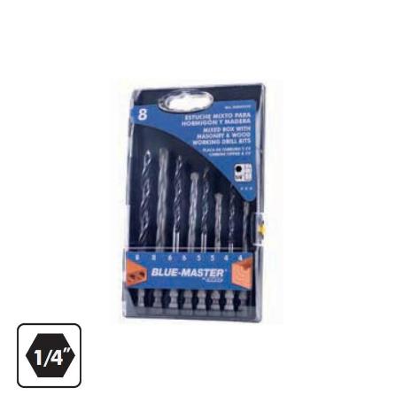 ESTUCHE MIXTO 4WIDIA/4MAD 1/4 4-5-6-8MM MANGO HEXAGONAL 1/4