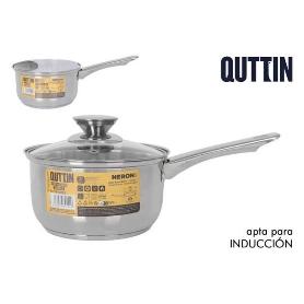 16 CMS CAZO  ACERO INOXIDABLE CON TAPA CRISTAL APTO PARA INDUCCION 2 LITROS NEW NERON QUTTIN