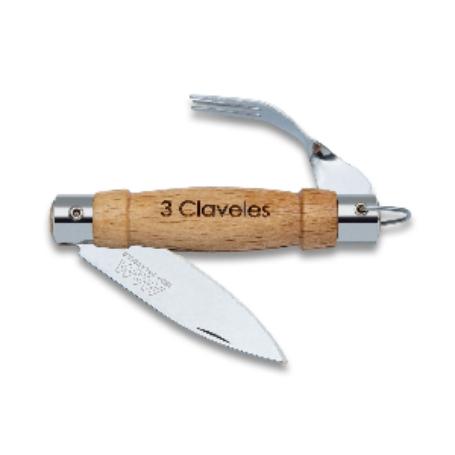NAVAJA MADERA 61MM C/TENEDOR Y ANILLA 3 CLAVELES