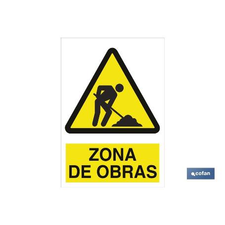 SEÑAL POLIESTIRENO 297X210 MM. ZONA DE OBRAS
