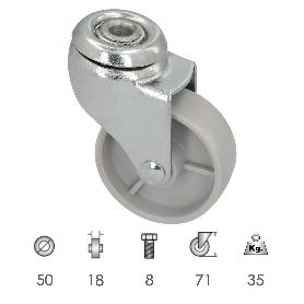 RUEDA DOMESTICA Ø 50 MM. AGUJERO PASANTE Ø 8 MM.