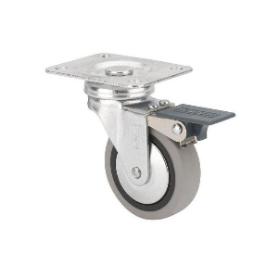 RUEDA GOMA CON PLACA 40 MM. CON FRENO 17129
