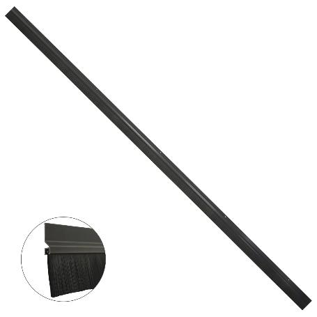 BURLETE PARA PUERTAS DE GARAJE ALUMINIO NEGRO CON CEPILLO 2,5 M. CEPILLO DE PUERTA, BURLETE GARAJE, BURLETE CEPILLO