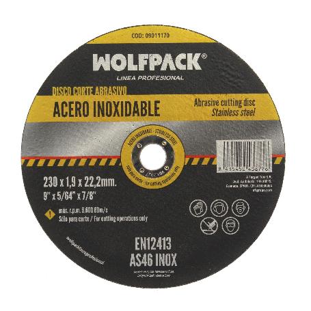 DISCO CORTE ABRASIVO ACERO INOXIDABLE Ø 230X Ø 22,2 MM ESPESOR 1,9 MM DISCO RADIAL / AMOLADORA UNIVERSAL CON TODAS 