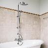 COLUMNA DUCHA UNIVERSAL MULTIFUNCIONAL COMPLETA CUADRADA, ACERO INOXIDABLE, ROCIADOR ALCACHOFA EFECTO LLUVIA 22,5X2