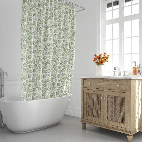 CORTINA DUCHA HOJAS VERDES 180X200 CM. IMPERMEABLE