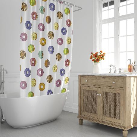 CORTINA DUCHA DONUTS 180X200 CM. IMPERMEABLE