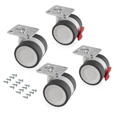 EMUCA LOTE DE 4 RUEDAS BOWL 2 CON PLACA DE MONTAJE, DIÁMETRO 50MM, ACERO Y PLÁSTICO