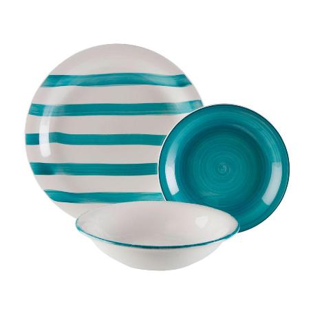 VAJILLA PORCELANA LIGIA AZUL 18 PIEZAS