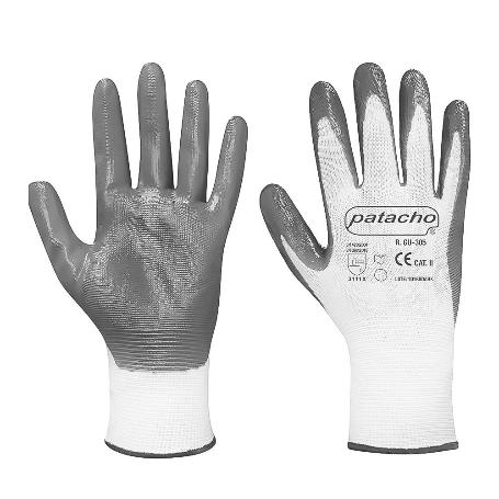 GUANTE NYLON BLANCO NITRILO GRIS T-7