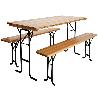 MESA 178X78 CM + 2 BANCOS PLEGABLES MADERA
