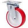 RUEDA GIRATORA PLACA 140.1-160-1 NYLON BLANCO-POLIUR.ROJO EJE LISO