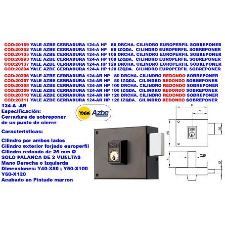 CERRADURA AZBE 124A 120 IZ HP