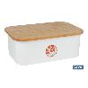 PANERA CON TAPA DE BAMBÚ COLOR BLANCO/MADERA 36 X 24 X13 CM