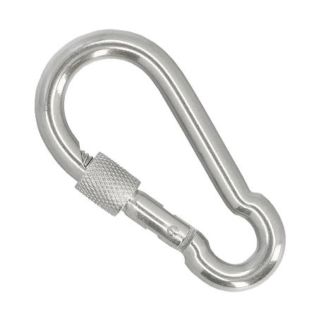 MOSQUETON BOMBERO INOXIDABLE CON SEGURO   60X6 USO DOMESTICO