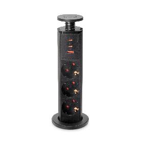 EMUCA MULTICONECTOR EXTRAÍBLE VERTIKAL, 3 ENCHUFES TIPO SCHUKO, 1 USB TIPO A, 2 USB TIPO C, PLÁSTICO Y ALUMINIO, PI
