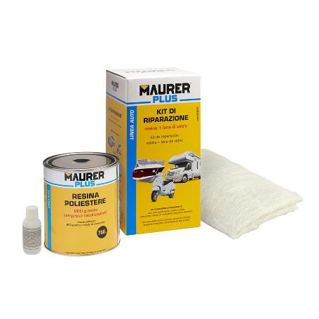 KIT REPARACIÓN RESINA POLIESTER 750 ML CON ENDURECEDOR Y 0,5M2 DE FIBRA DE VIDRIO