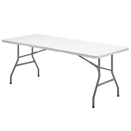 MESA PLEGABLE RECTANGULAR HDPE 244X76X74 CM. COLOR BLANCO