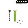 BLISTER TACOS TOPGRIPPER BIMATERIAL CON TORNILLOS Ø 5 MM. 50 PIEZAS TACO ANCLAJE UNIVERSAL, TACO HORMIGON, TACO PLA