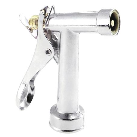 PISTOLA RIEGO MANGUERA METÁLICA CROMADA
