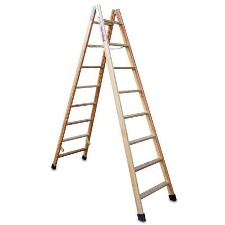 ESCALERA MADERA 8+8 PELDAÑOS TIJERA