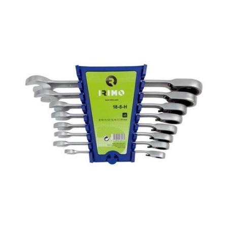 JGO.LLAVE COMBINADA CARRACA FIJA(8U) 18-8-H IRIMO