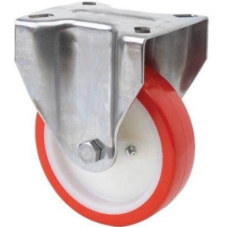 RUEDA FIJA  INOX.17ZVI200-PO NYLON BLANCO-POLIUR.ROJO EJE LISO