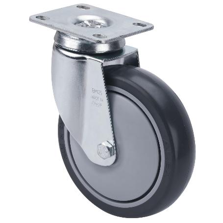 RUEDA GIRATORA PLACA 10BHA125CP-PGAISB GOMA GRIS EJE BOLAS