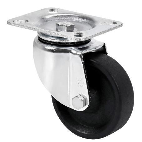 RUEDA GIRATORA PLACA 10TV100-TT RESINA NEGRA EJE LISO