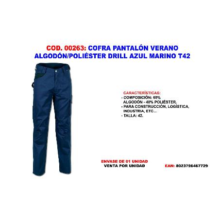 COFRA PANTALON VERANO ALGODON-POL. DRILL AZUL MAR. T42