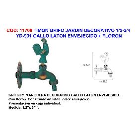 PLUVIA GRIFO JARDIN DECORATIVO YD931 GALLO 1-2-3-4 LATON EN+FLOR