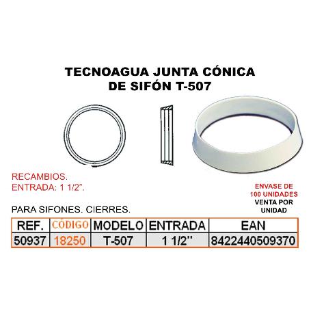 TECNO JUNTA CONICA DE SIFON  40Ø 1-1-2  T507 50937
