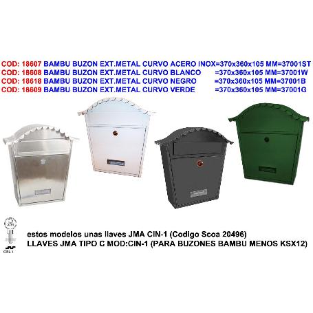 BAMBU BUZON EXT.METAL CURVO BLANCO 370X360X105 MM 37001W