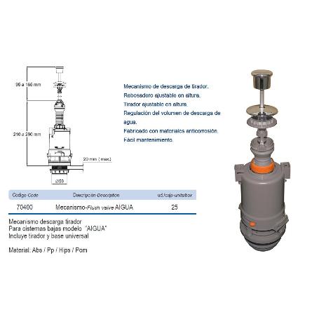 PRHIE DESCARGADOR WC CISTERNA BAJA TIRADOR BASE UNIVERSAL 70400