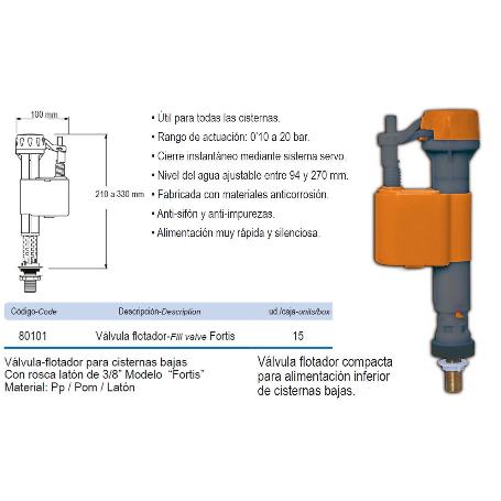 PRHIE VALVULA FLOTADOR INFERIOR CISTERNA WC BAJA FORTIS 80101