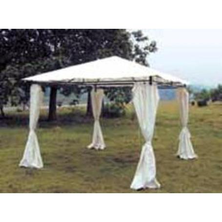 BAMBU PERGOLA METAL FIJA 3,0X3,0X2,5 MTS+CORTINA LAT.BLANC TP009