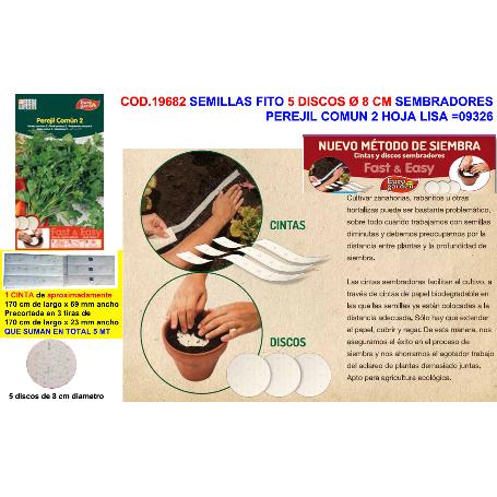 SEMILLAS FITO 5 DISCOS DE 8 CM SEMBRAR PEREJIL COMUN H.LIS 09326
