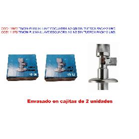 PLUVIA VALVULA LLAVE ESCUADRA  M-M 1-2-3-8  PACK 2 U.