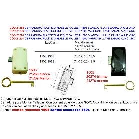 CERRADURA MUEBLE FALLEBA 1505 BLANCA+LLAVE ZAMAC A42 ORO