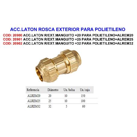 ACC.LATON R-EXT.ENLACE RECTO 25 PARA POLIETILENO ALREM25