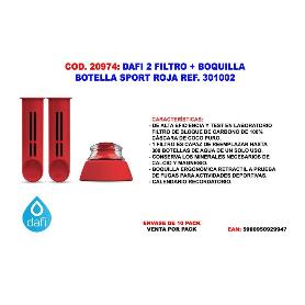 DAFI FINSTOCK  2 FILTRO + BOQUILLA BOTELLA SPORT ROJA  301002